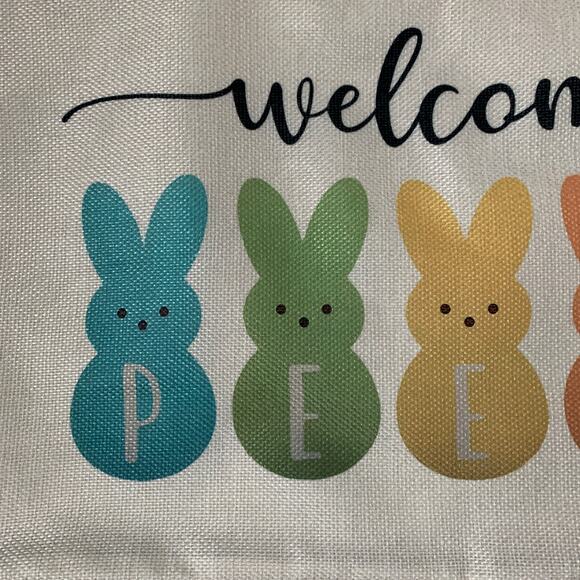 Easter Bunny Peeps Pillowcase Set of 2 Pillow Covers Rabbit Peeps Welcome 20x12 - Picture 13 of 14